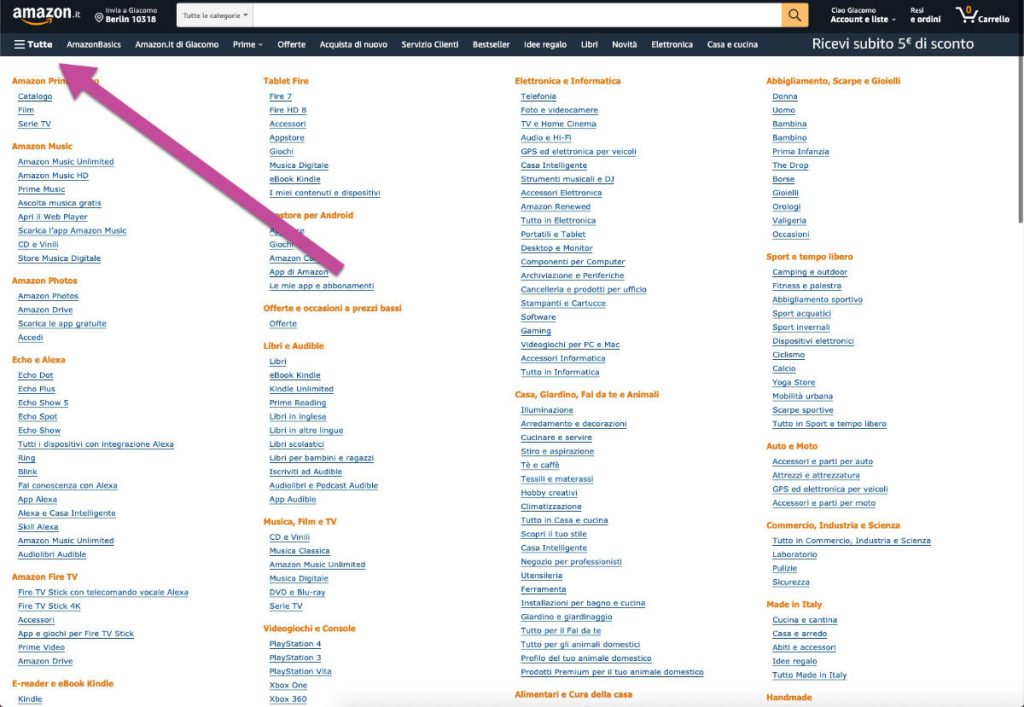SEO per e-commerce Categorie Amazon